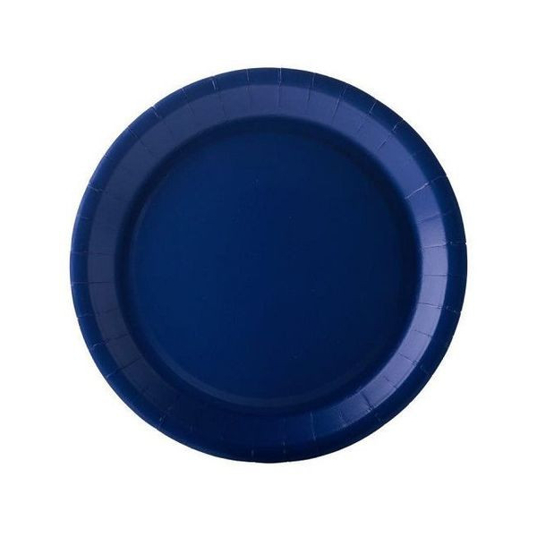 Assiettes Rondes En Carton Bleu Marine