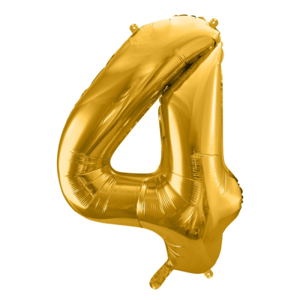 Un ballon Mylar doré chiffre 4 _ Décoration fête anniversaire