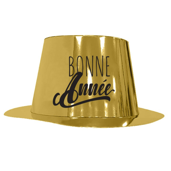 Chapeaux Nouvel An en carton noir et doré