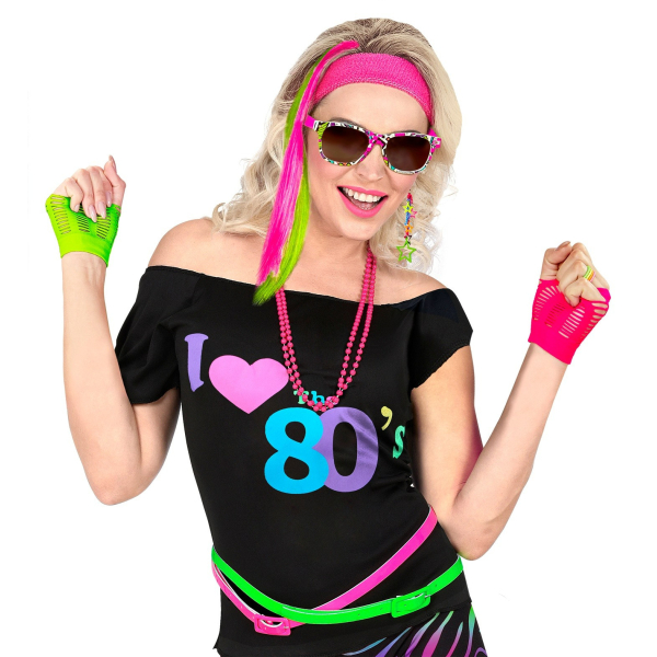 Set accessoires de déguisement fluo fille années 80