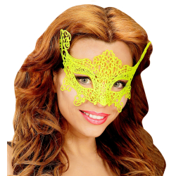 Masque loup néon jaune en dentelle