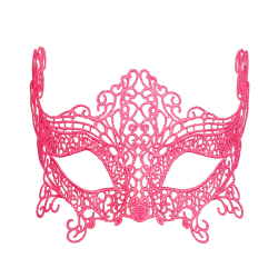 Masque loup néon rose en dentelle