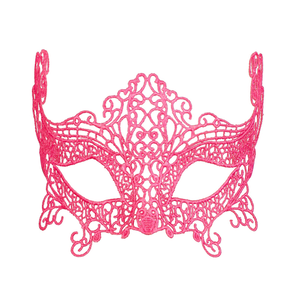 Masque loup néon rose en dentelle