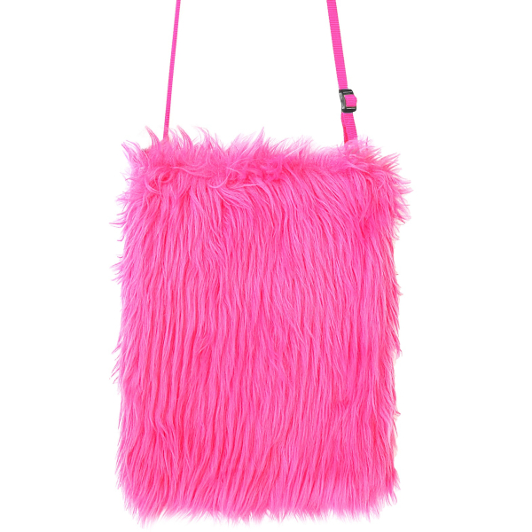 Sac à main en peluche rose fluo