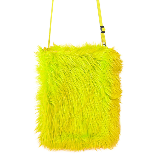 Sac à main en peluche jaune fluo