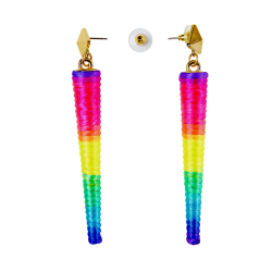 Paire de boucles d'oreilles, cône tourbillon néon multicolore