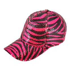 Casquette à sequins, motif zèbre rose