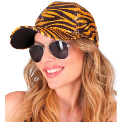 Casquette à sequins, motif zèbre orange