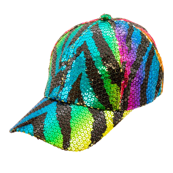 Casquette à sequins, motif tigre multicolore