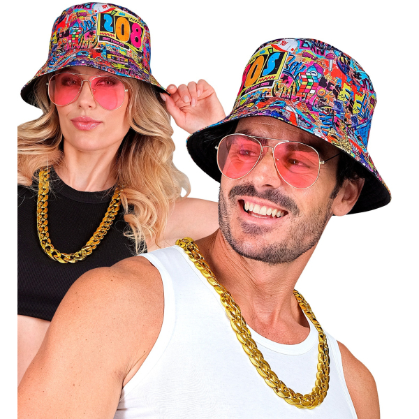 Kit déguisement années 80 graffiti - chapeau bob, lunettes, collier